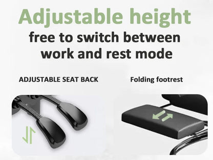 Ergonomic Office Chair High Back with Adjustable Lumbar Support, Reclining Desk Chair with Retractable Footrest, Comfortable Home Office Chair