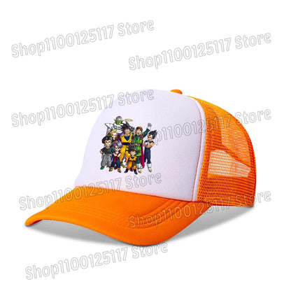 Baseballová čepice Dragon Ball s potiskem z anime, prodyšná čepice s kšiltem, kreslená postavička Goku, letní sportovní čepice typu snapback, síťovaná sluneční čepice, dárek pro děti
