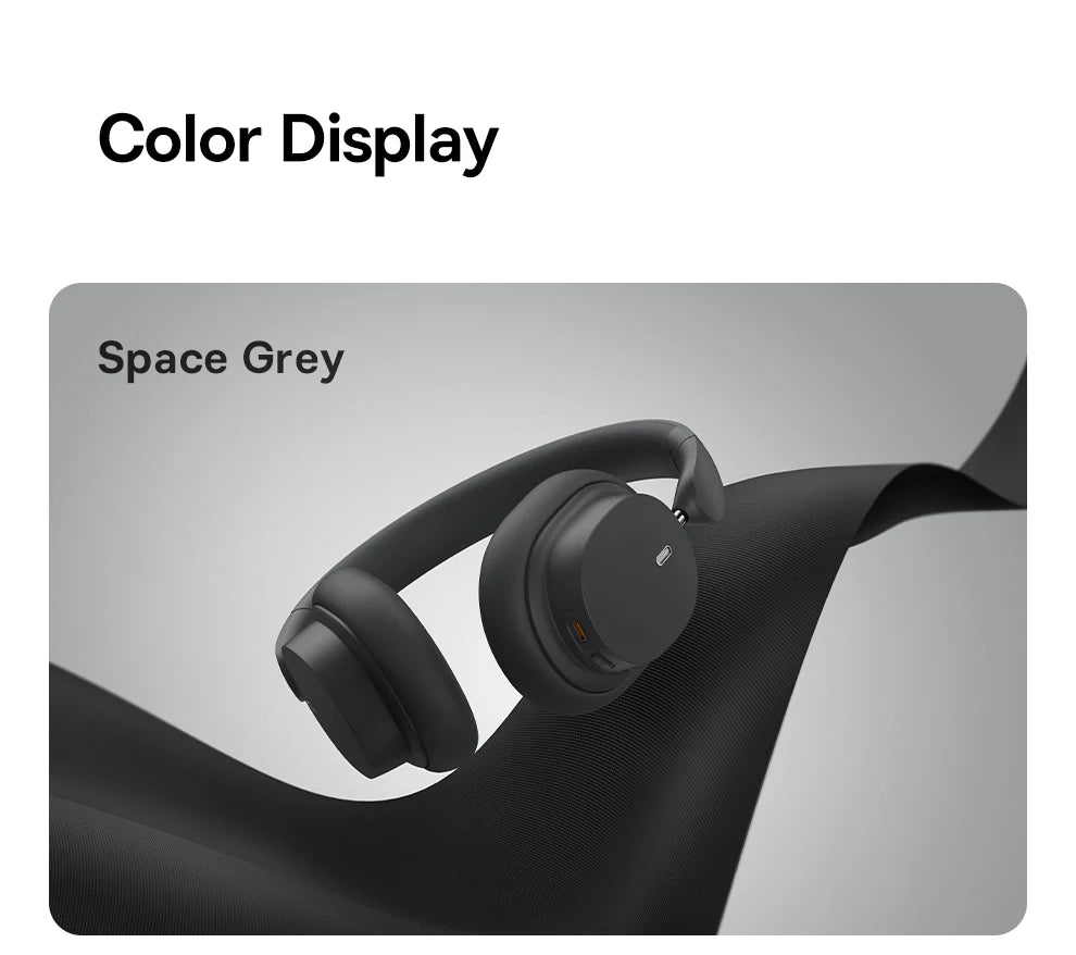 Baseus Wireless Bluetooth 5.3 Over-Ear Headphones – HiFi 40mm Driver, 70H Playtime Foldable Headset with Spatial Audio
