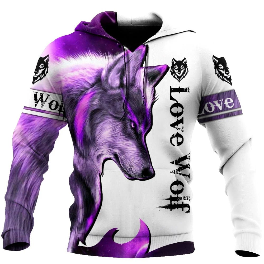 Felpa con cappuccio e felpa da uomo unisex casual autunnale New Wolf Tattoo Vegvisir nero bianco 3D con stampa integrale
