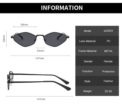 Fashion Female Small Frame Polygon Sunglasses Women Brand Designer Metal Frame Eyeglasses UV400 Protection Shades Oculos