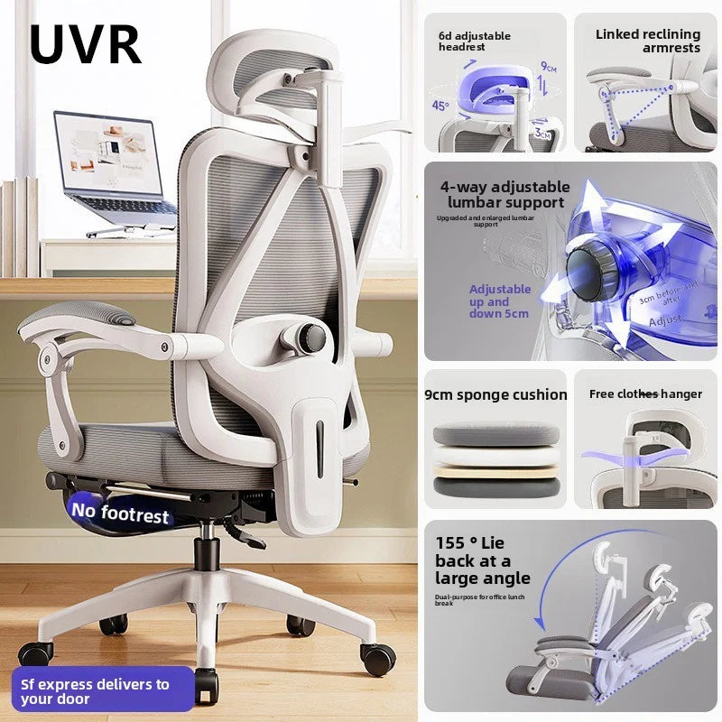 UVR Living Room Office Chair Household Ergonomic Design Armrest Backrest Stool Lift Adjustable Boss Chair Game Athletics Chair