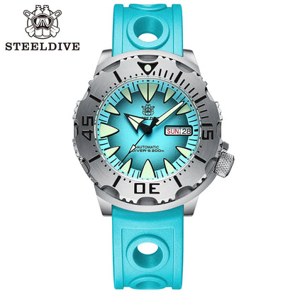 STEELDIVE SD1984 New Arrival 42.2MM M onster 200M Waterproof NH36 Day Function Sapphire Glass Automatic Movement Steel Bracelet