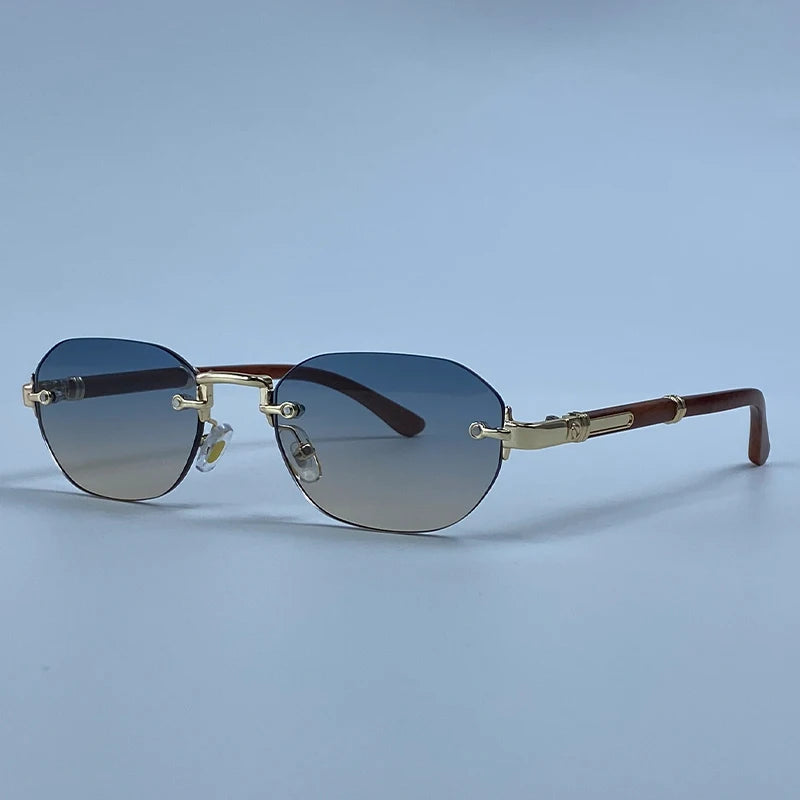Square Rimless Punk Sunglasses Men 2026 Luxury Designer Vintage Small Frameless Sun Glasses Male Eyewear Hip Hop Outdoor Shades