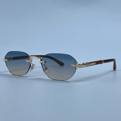 Square Rimless Punk Sunglasses Men 2026 Luxury Designer Vintage Small Frameless Sun Glasses Male Eyewear Hip Hop Outdoor Shades