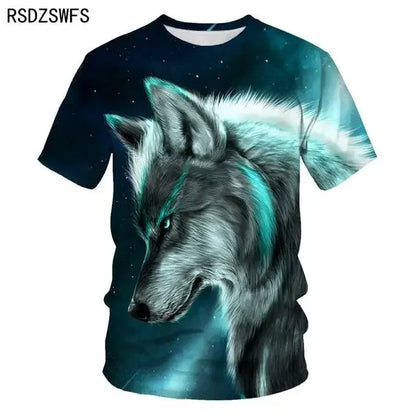 3D Fierce Animal Printed Men's Clothing Casual Fashion Wolf Pattern Short Sleeve Pullover Outdoor Daily Trend T-shirts For Men