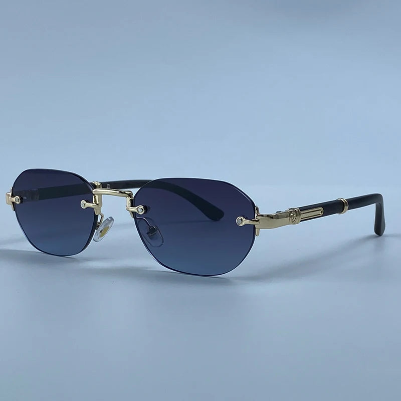 Square Rimless Punk Sunglasses Men 2026 Luxury Designer Vintage Small Frameless Sun Glasses Male Eyewear Hip Hop Outdoor Shades