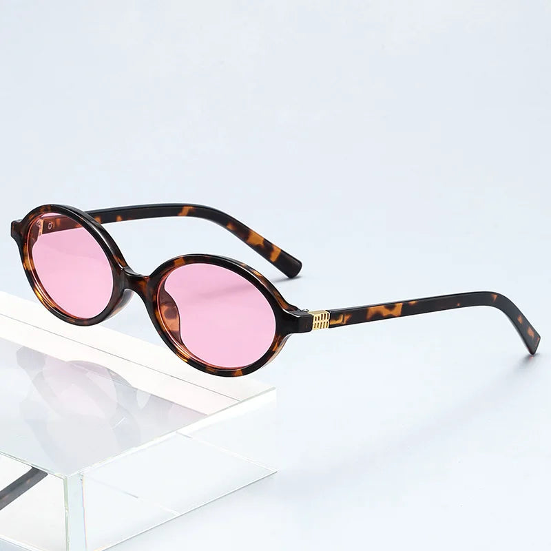 Small Fashion Oval Leopard Sunglasses Women Lovely Ins No Makeup Anti Blue Light Glasses Cute Decorative Computer Glasses 선글라
