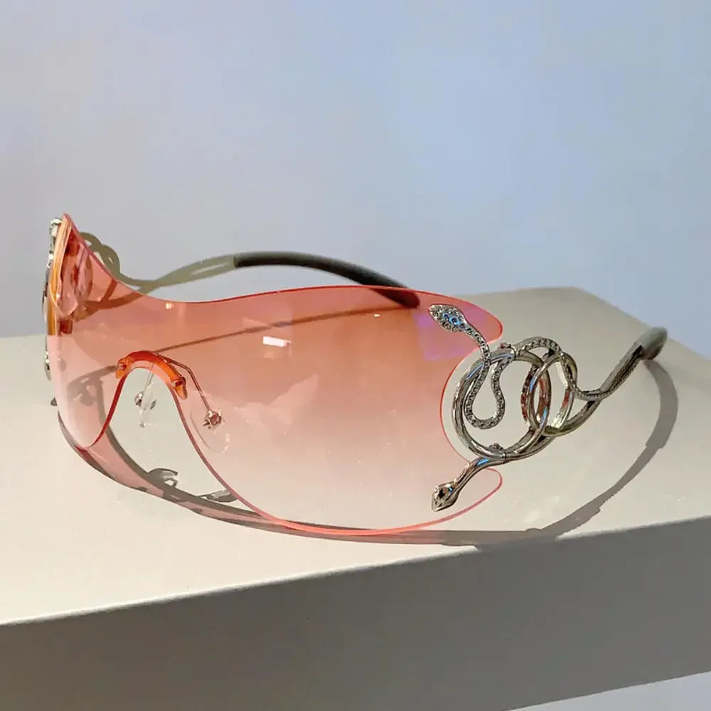 KLASSNUM Y2K Vintage Women's Luxury Sunglasses Gradient SunGlasses Men Rimless Pilot Goggles Uv400 Unisex Glasse for Spicy Girl