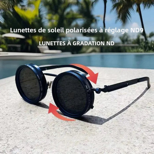 Polarized Round Sunglasses Men ND9 Adjustable Dimming Sun Glasses Women Retro Punk Fishing Eyeglasses Outdoor Shades UV400