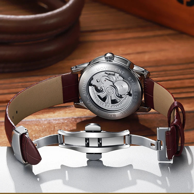 Montre Tourbillon Homme Mode Sport Automatique Mécanique Étanche Montre-bracelet de luxe de marque haut de gamme