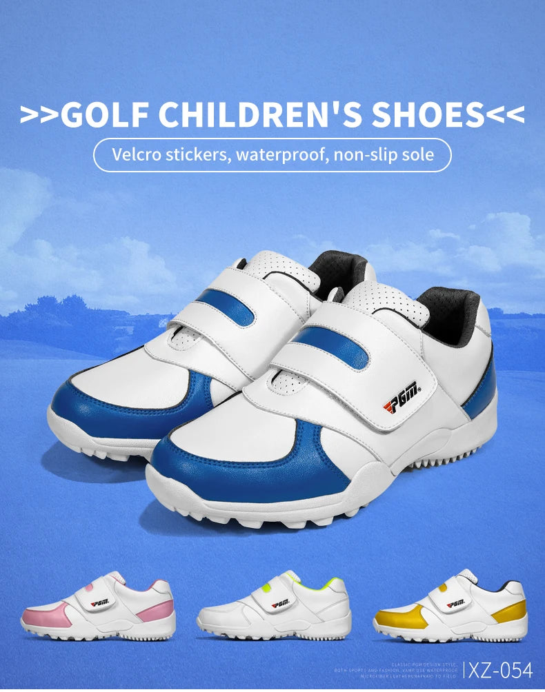 PGM Scarpe da golf per bambini e bambine, scarpe da ginnastica antiscivolo in pelle per l'outdoor, scarpe sportive per bambini XZ054