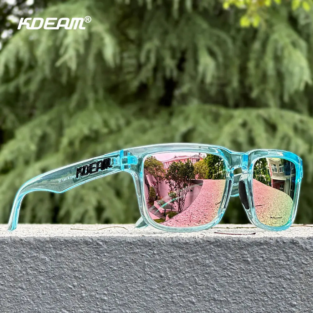 KDEAM Unisex Square Sunglasses Polarized Flash With Stylish Mirrored Pink Sun Glasses New Colors KD332