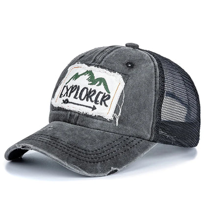 Unisex Washed Cotton Cap Mountain Embroidery Vintage Baseball Caps Men Women Adjustable Breathable Outdoor Streetwear Sports Hat