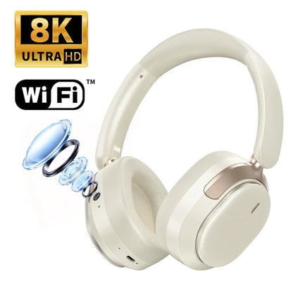 Casque audio supra-auriculaire intelligent avec caméra HD 8MP, reconnaissance d'objets par IA, traduction par IA, casque Bluetooth pour les voyages et les études