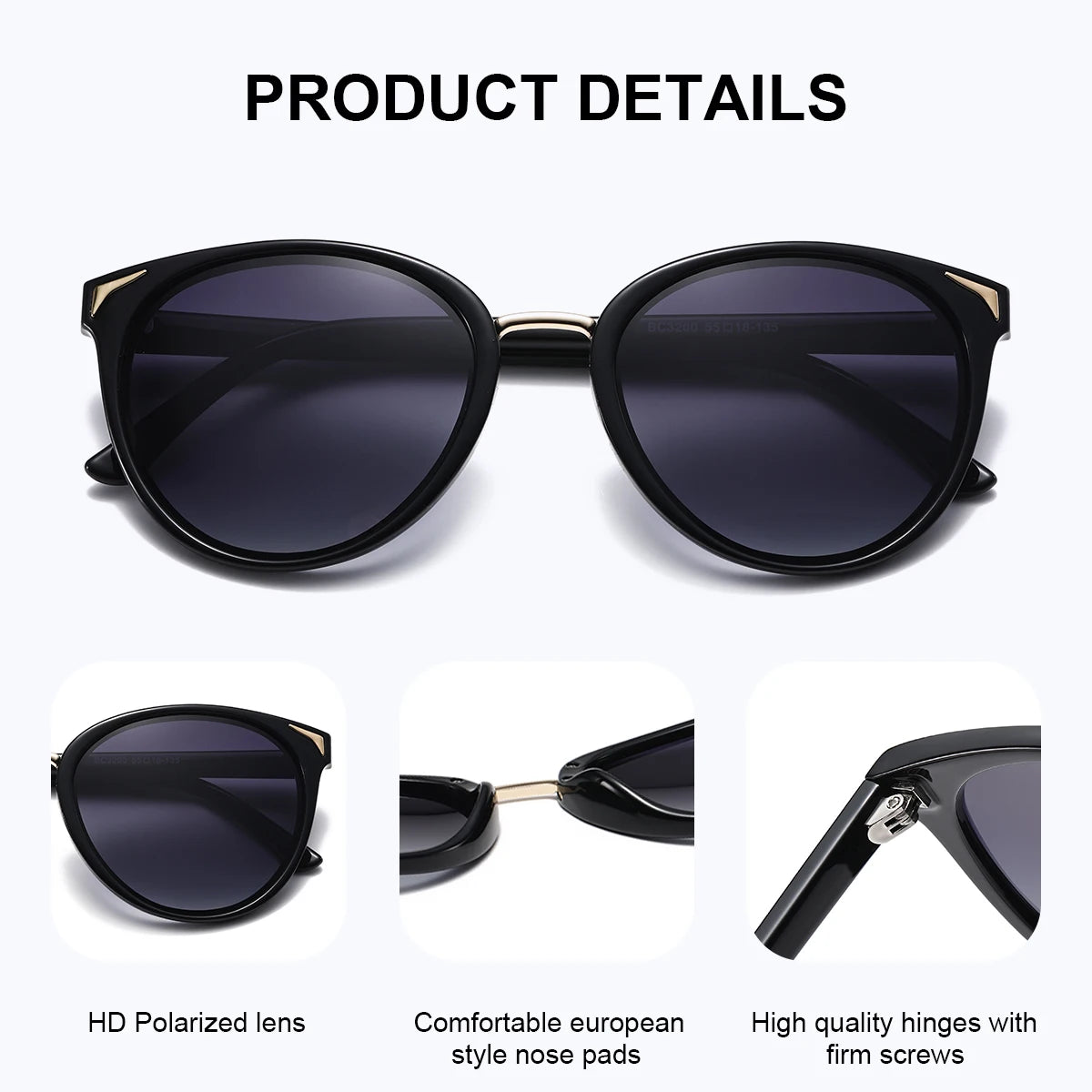 CATMONROE 1pcs Women Sunglasses Optional Color Round Lens Lightweight Comfort Driving Casual Commute UV400 Polarized Sunglasses