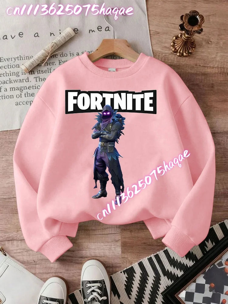 Sweatshirt pullover FORTNITED de manga comprida para criança, estilo streetwear para menina, menino e bebé, top de moda anime infantil, presente