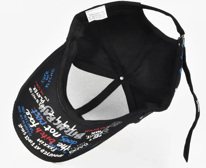 Trendige Unisex-Baseballkappe mit Graffiti-Print – Bunte, bemalte Schirmkappe