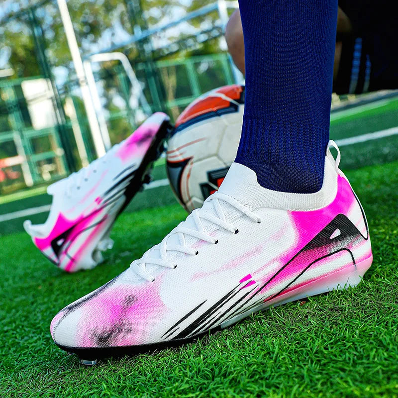 Chaussures de Football professionnelles à fond FG pour hommes, chaussures d'entraînement confortables et durables pour adultes, chaussures de Football à lacets pour adolescents
