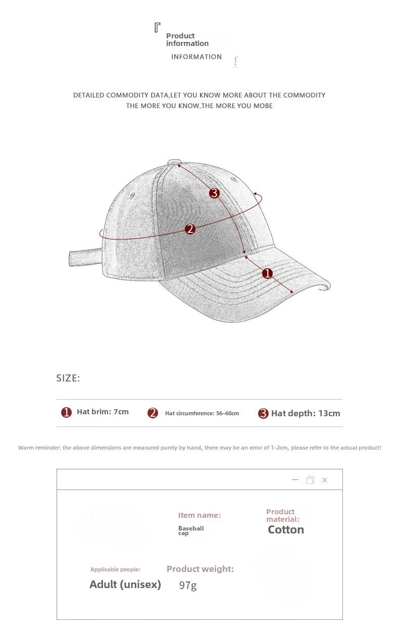 Cappellino da baseball da uomo con ricamo tridimensionale a lettere, parte superiore morbida e bordi grezzi. Modello versatile in stile europeo e americano, regolabile.