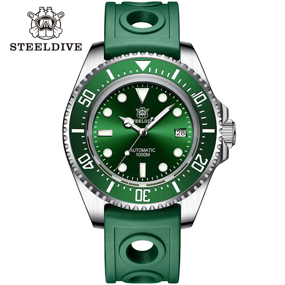 SD1964 STEELDIVE 1000M Waterproof 45.4MM Big Water Ghost Watch For Men Super BGW9 Blue Luminous Dive Watch with Valve