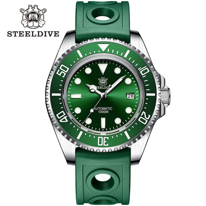 SD1964 STEELDIVE 1000M Waterproof 45.4MM Big Water Ghost Watch For Men Super BGW9 Blue Luminous Dive Watch with Valve