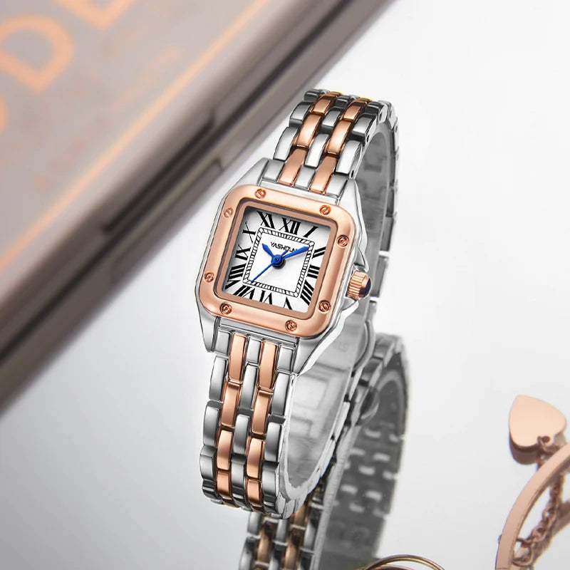 YASHIDUN Fashion Women Watch Stainless Steel Luxury Ladies Quartz Watches Business Female Clock Bracelet Wristwatch Women Gift