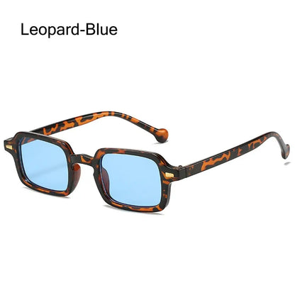 Fashion Square Sunglasses Women New Retro Rivets Decoration Glasses  Men Leopard Blue Sun Glasses Gradient Shades UV400