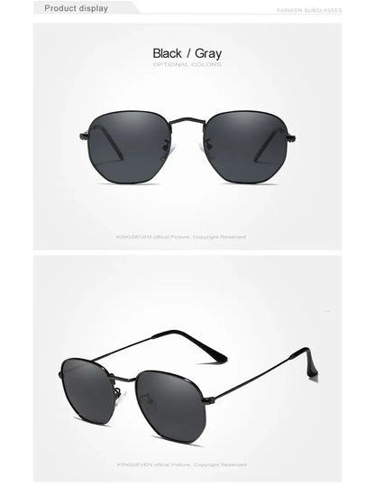 KINGSEVEN Brand Reflective Sunglasses Men Hexagon Retro Sun glasses Leisure Glasses Oculos Gafas De Sol Shades