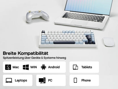 ISO-DE Layout EPOMAKER X AULA F75 75% German QWERTZ Hot-Swap Gasket Wired/Bluetooth/2.4G Wireless Mechanical Keyboard Knob/RGB