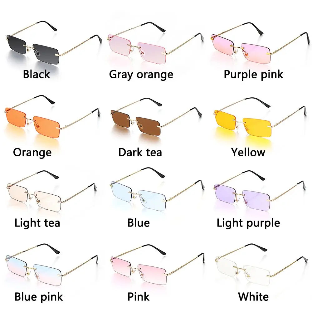 Fashion Rimless Rectangle Sunglasses Women Luxury Design Sun Glasses Ladies Retro Gradient Eyewear Summer UV400 Sun Shades