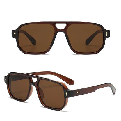 Retro Double Beam Sunnies HD Leopard Print Eyewear Unisex Polarized Sunglasses Waterproof Lightweight Anti-UV Glasses Outdoor