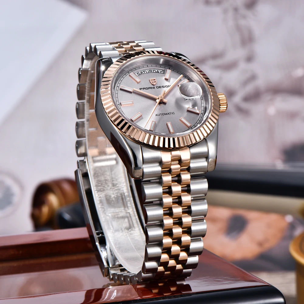 2026 New PAGANI DESIGN Enamel Dial DD36 Luxury Silver Gold Automatic Watch For Men AR Sapphire Crystal Mechanical Wristwatch Men