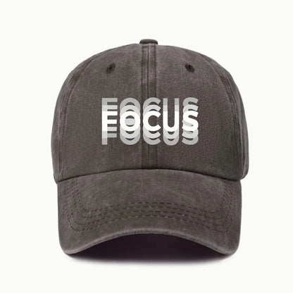 Gorra de béisbol de estilo clásico ajustable de algodón lavado con estampado FOCUS, gorra deportiva tipo «pico de pato» para hombre y mujer