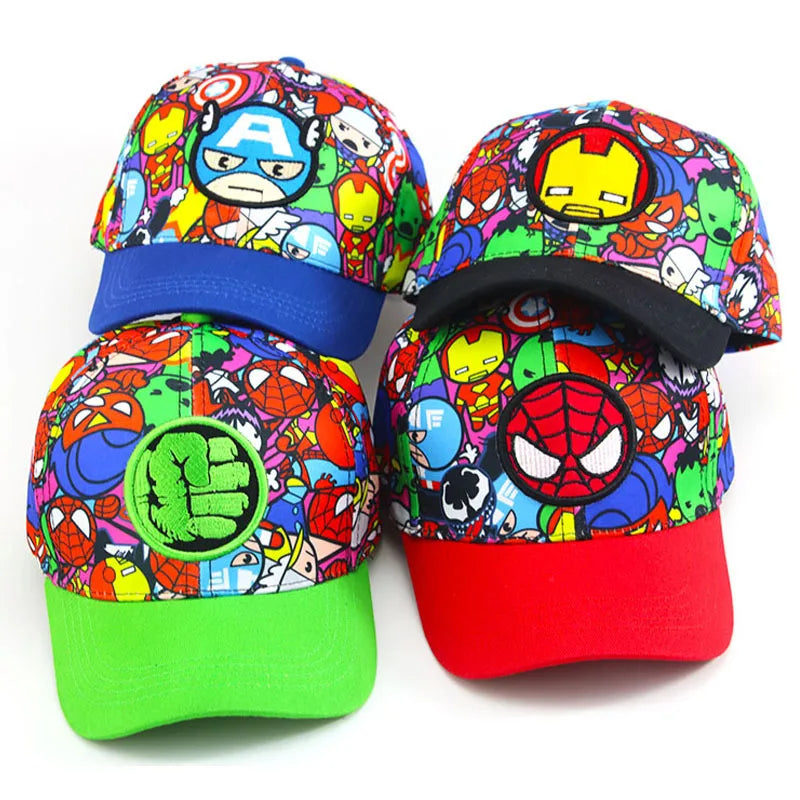 Marvel Avengers Superhero Iron Man Spider-Man Cartoon Children Spring and Autumn Baseball Cap Sun Protection Cap Sunscreen Hat