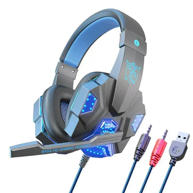 HOMEFISH SY830MV RGB Gaming Headset with Microphone – Wired Over-Ear Gaming Headphones for PC, PS5, Xbox & Nintendo Switch, Lightweight Esports Headset with 3D Surround Sound