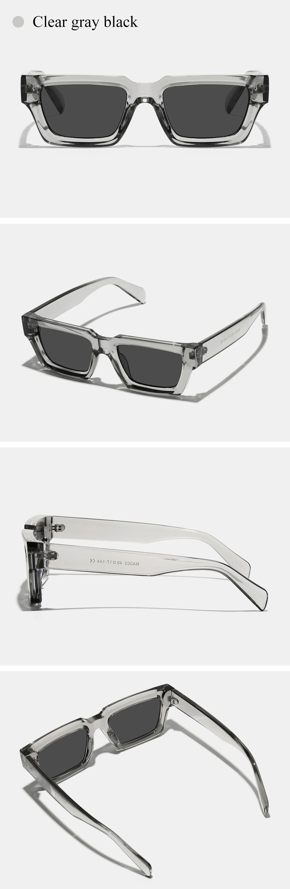 Ruiao 2026 fashion black small rectangular thick frame sunglasses for men and women rectangular summer wear shades