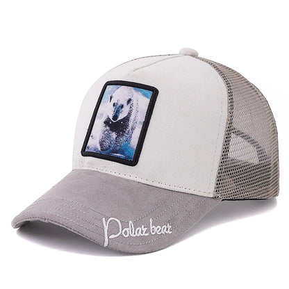 Hot Sale Unisex Trucker Hat Grizzlies Pattern Patch Design Suede Sun Hat Summer Animal Baseball Cap For Men Women ﻿