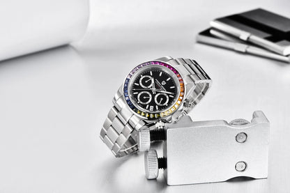Męski zegarek chronograf PAGANI DESIGN – Luksusowy zegarek na rękę z mechanizmem kwarcowym, podświetlany i wodoodporny.