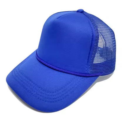 5 panel Trucker Caps Men Women Plain Blank Foam Mesh Baseball Cap With Rope Summer Breathable Outdoor Sport Sun Visor Hats