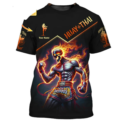Camiseta gráfica nueva y moderna de Muay Thai para hombre, con estampado 3D de tigre y dragón, nombre personalizado, estilo único, camiseta de verano para gimnasio y fitness