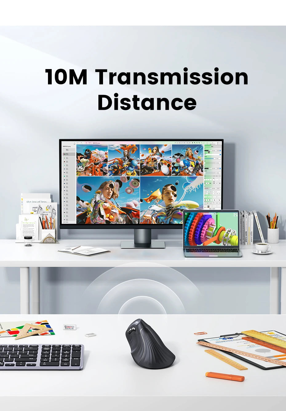 Mouse Wireless Bluetooth5.0 2.4G Ergonomic 4000DPI 6 Mute Buttons for MacBook Tablet Laptops Computer PC Mice