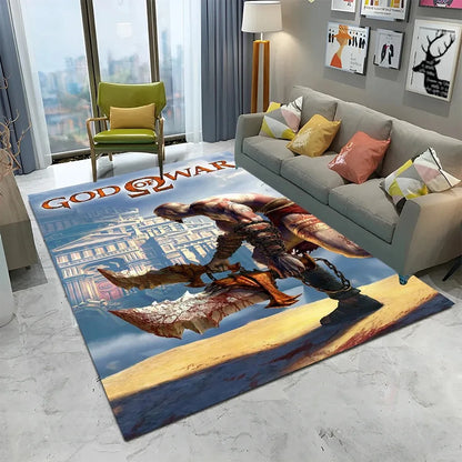 3D God of War Games Carpet Home Living Room Bedroom Sofa Doormat Decor Kids Play Area Rug Non-slip Mechanical Washable Floor Mat