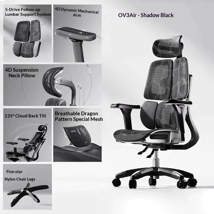 Silla de oficina de malla ergonómica ejecutiva para ordenador y gaming, mueble moderno giratorio con ruedas ajustable, silla gaming ergonómica