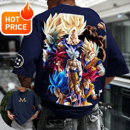 2026 Sommer Dragon Ball T-Shirt 100% Baumwolle Goku All Forms Print Oversized Gym Streetwear Unisex Retro-Tee für Erwachsene und Kinder