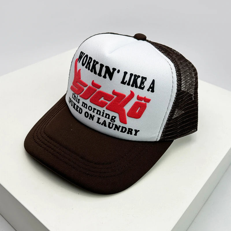 American Style Cruise Printed Anime New Letter Mesh Trucker Caps Sunshade Breathable Baseball Hats Men Women Versatile Fashion