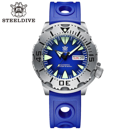 STEELDIVE SD1984 New Arrival 42.2MM M onster 200M Waterproof NH36 Day Function Sapphire Glass Automatic Movement Steel Bracelet