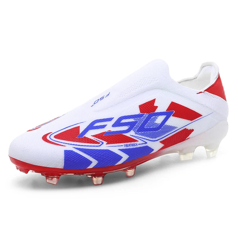 Chaussures de football sans lacets F50 de haute qualité pour hommes, crampons de football FG pour garçons, chaussures de football antidérapantes pour l'entraînement sur gazon, tailles 35-45