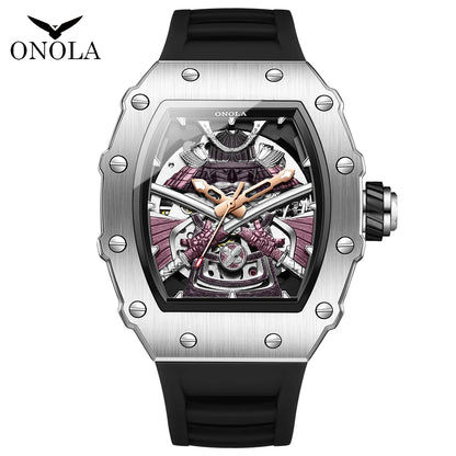 ONOLA Luxury Men Automatic Mechanical Watch Waterproof Watch Luminous Barrel Shape Military Sports Wristwatch Relogios Masculino