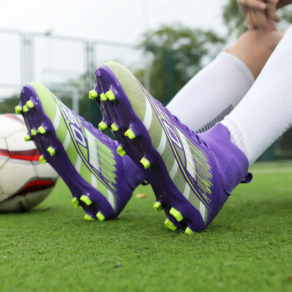 Nouvelles chaussures de football professionnelles pour hommes, chaussures de sport à cheville haute, chaussures de football TF/FG pour garçons, unisexes, antidérapantes, confortables